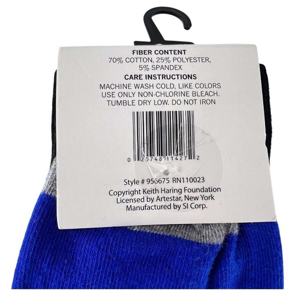 New Keith Haring 3 Pack Crew Socks Size 10-13 Mens Dancers Radiant Baby Stripe - Picture 9 of 9